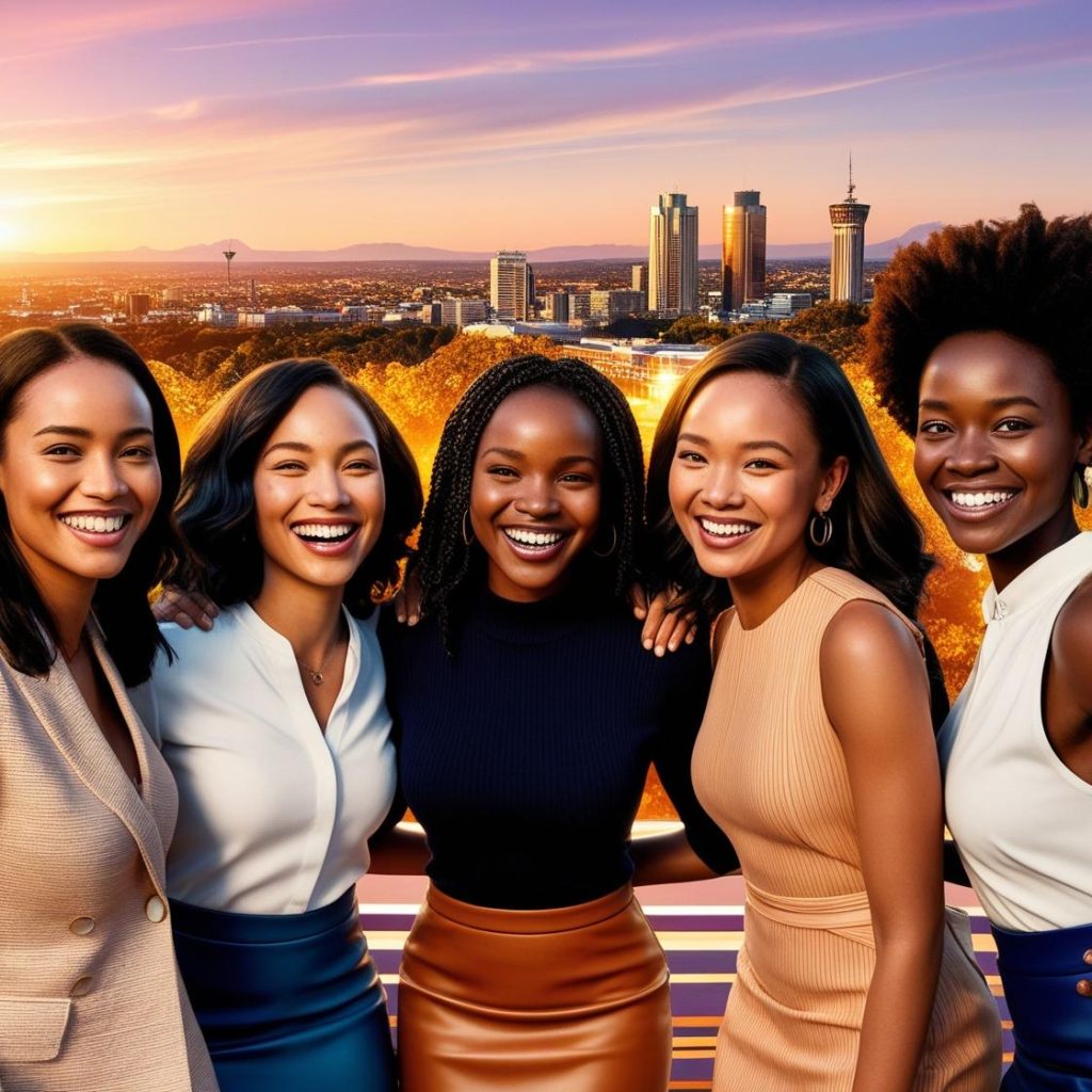 A joburg skyline in the background with mutlible beatiful woman of all races (1) A joburg skyline in the background with mutlible beatiful woman of all races (1)
